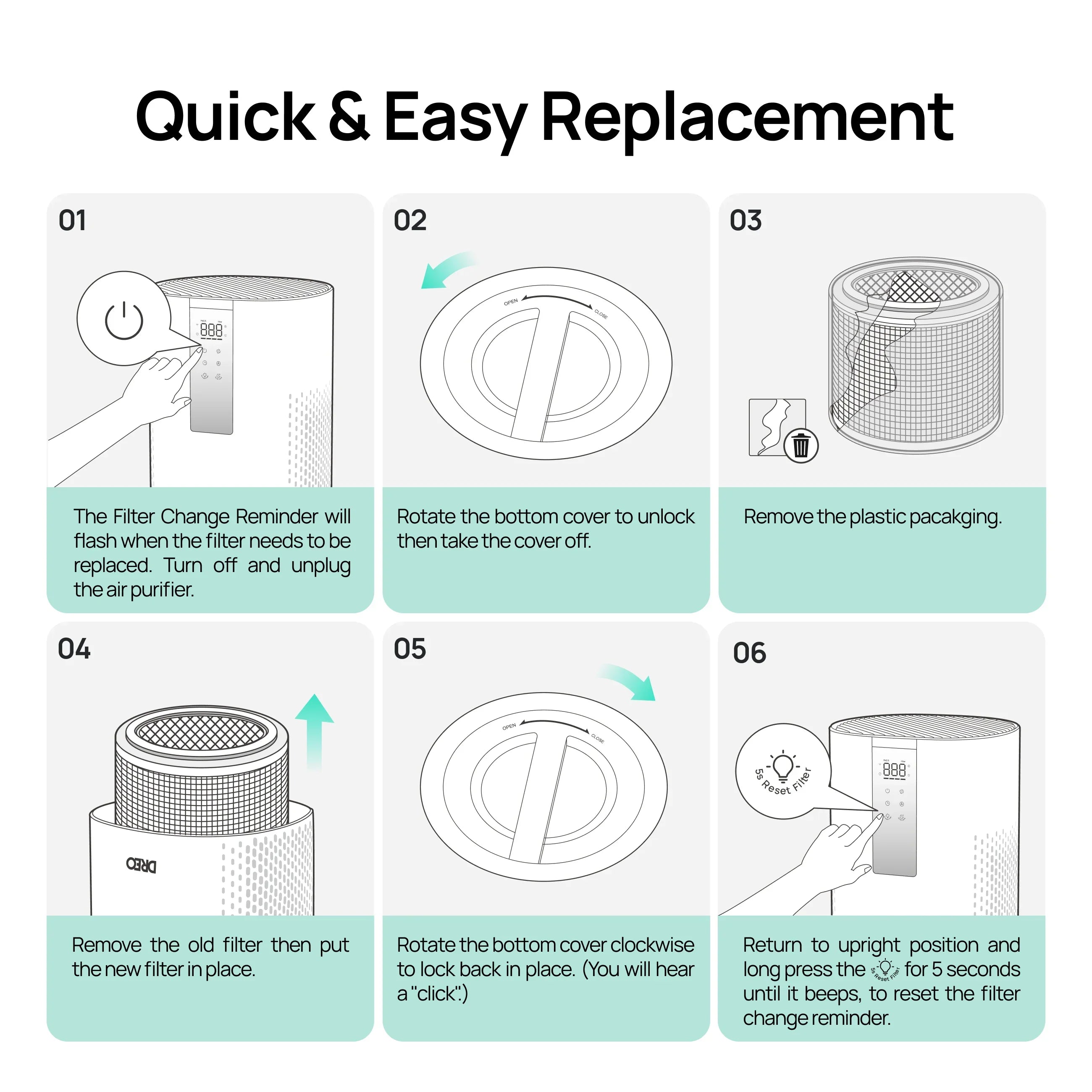 Air Purifier Replacement Filter for Smart Air Purifier Macro 505S